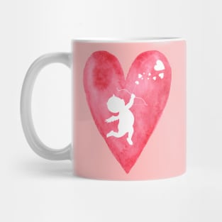 White cupid in red heart Mug